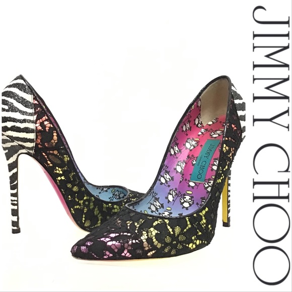Jimmy Choo Shoes - Jimmy Choo Metallic Lace & Zebra Heels EXCELLENT!!